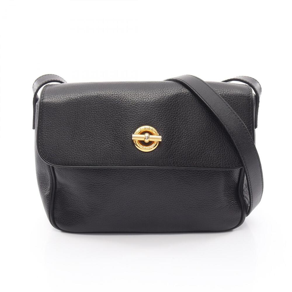 Celine Vintage Leather Flap Crossbody Bag Black